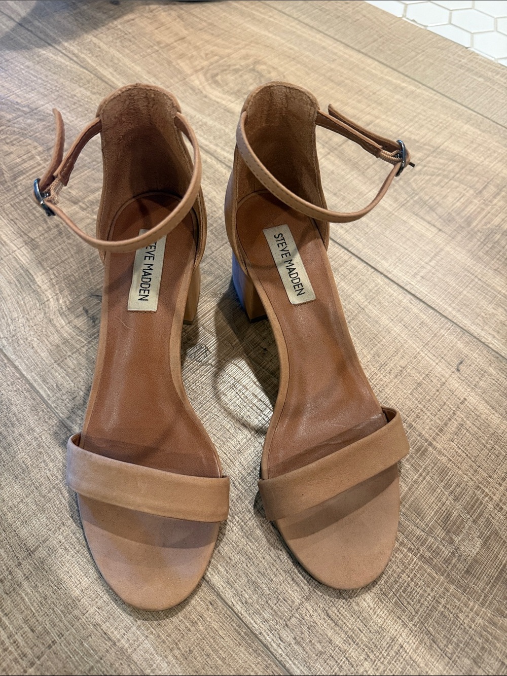 Steve Madden Women’s Brown Ankle-Strap Block Heel Sandals